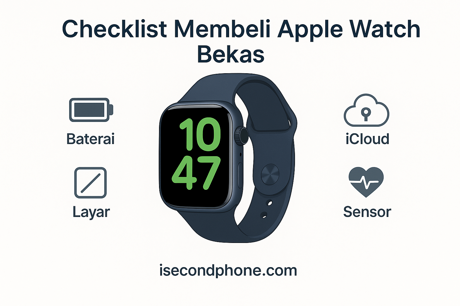 Panduan membeli Apple Watch bekas 2025 – tips memilih Apple Watch second/preloved, cek baterai, layar, iCloud, sensor kesehatan, dan seri worth it