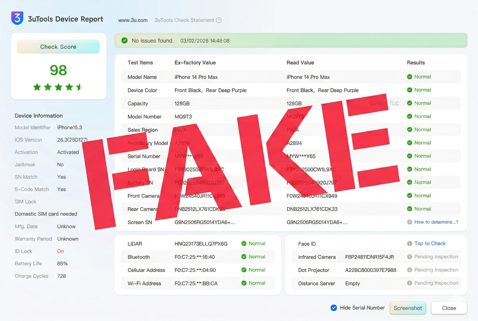 Ilustrasi teknisi nakal yang melakukan manipulasi 3uTools hijau semua pada iPhone rekondisi oplosan (Frankenstein) demi menipu pembeli.