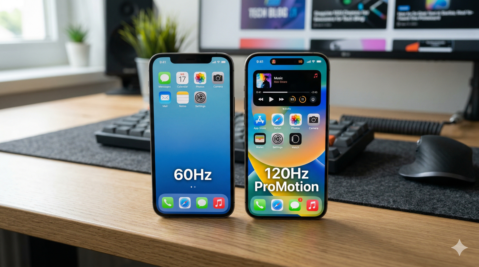 Perbandingan fisik antara iPhone 17e harga Indonesia terbaru dengan iPhone 15 Pro second original dari iSecondPhone.