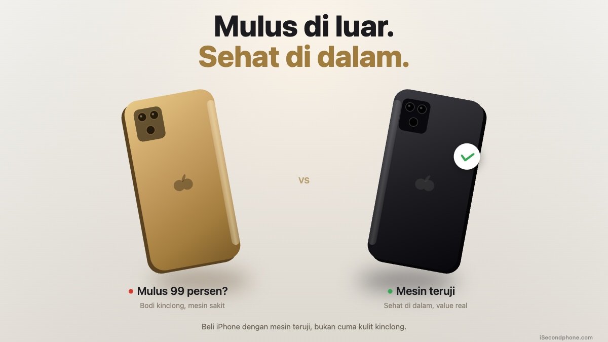 iPhone Mulus 99 Persen - perbandingan Mulus Luar hasil poles vs Sehat Dalam mesin sehat