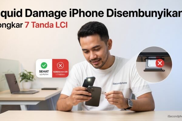 Liquid Damage iPhone - buyer pintar inspect SIM tray dengan SIM ejector pin dan flashlight cek LCI sebelum beli iPhone second