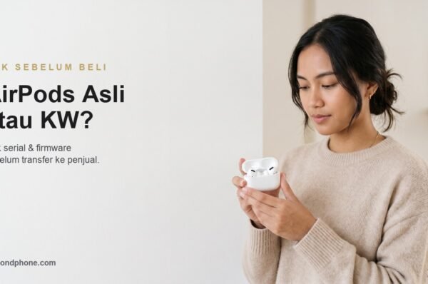 Cara cek AirPods asli atau palsu - wanita memeriksa keaslian case AirPods Pro sebelum beli