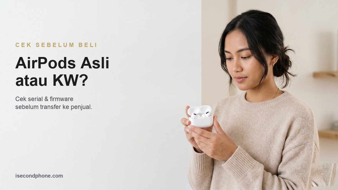 Cara cek AirPods asli atau palsu - wanita memeriksa keaslian case AirPods Pro sebelum beli