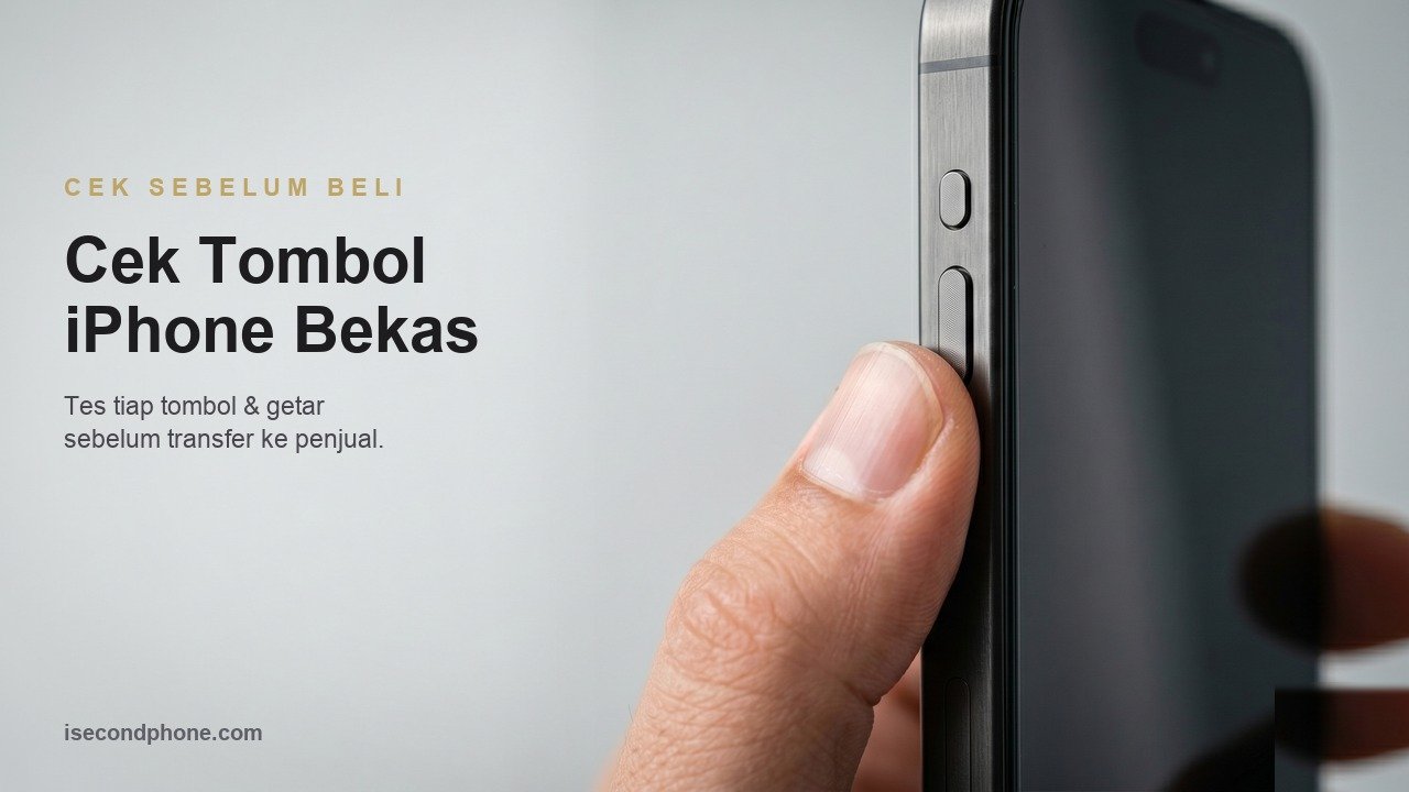 Cara cek tombol iPhone bekas, jari menekan tombol samping iPhone sebelum beli