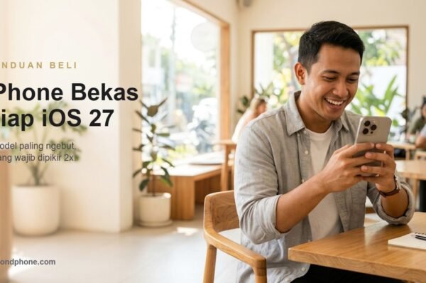 iPhone bekas siap iOS 27 dipakai anak muda di kafe