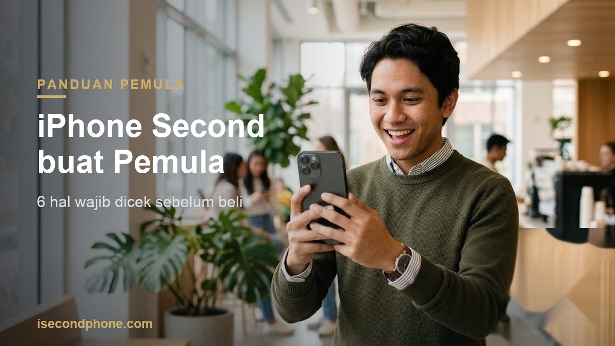 Pemuda senang memegang iPhone pertamanya, panduan beli iPhone second buat pemula