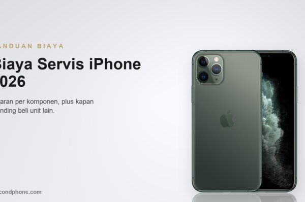 iPhone tampak punggung dan layar untuk panduan kisaran biaya servis 2026