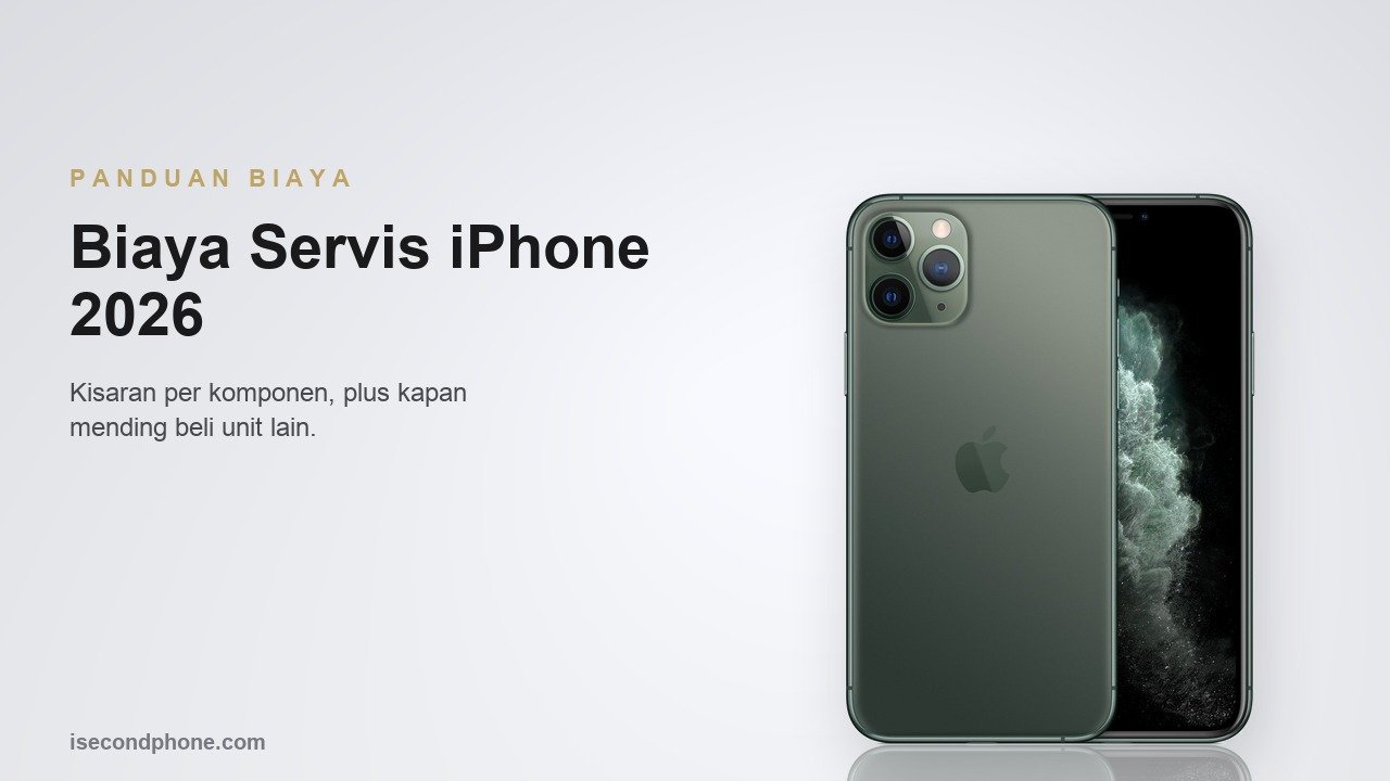 iPhone tampak punggung dan layar untuk panduan kisaran biaya servis 2026
