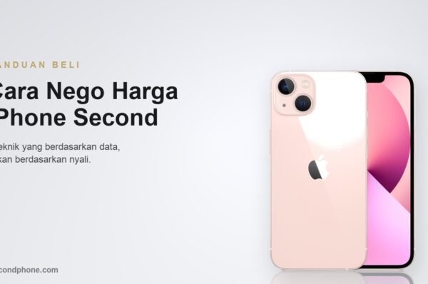 iPhone second warna pink tampak punggung dan layar untuk panduan menawar harga