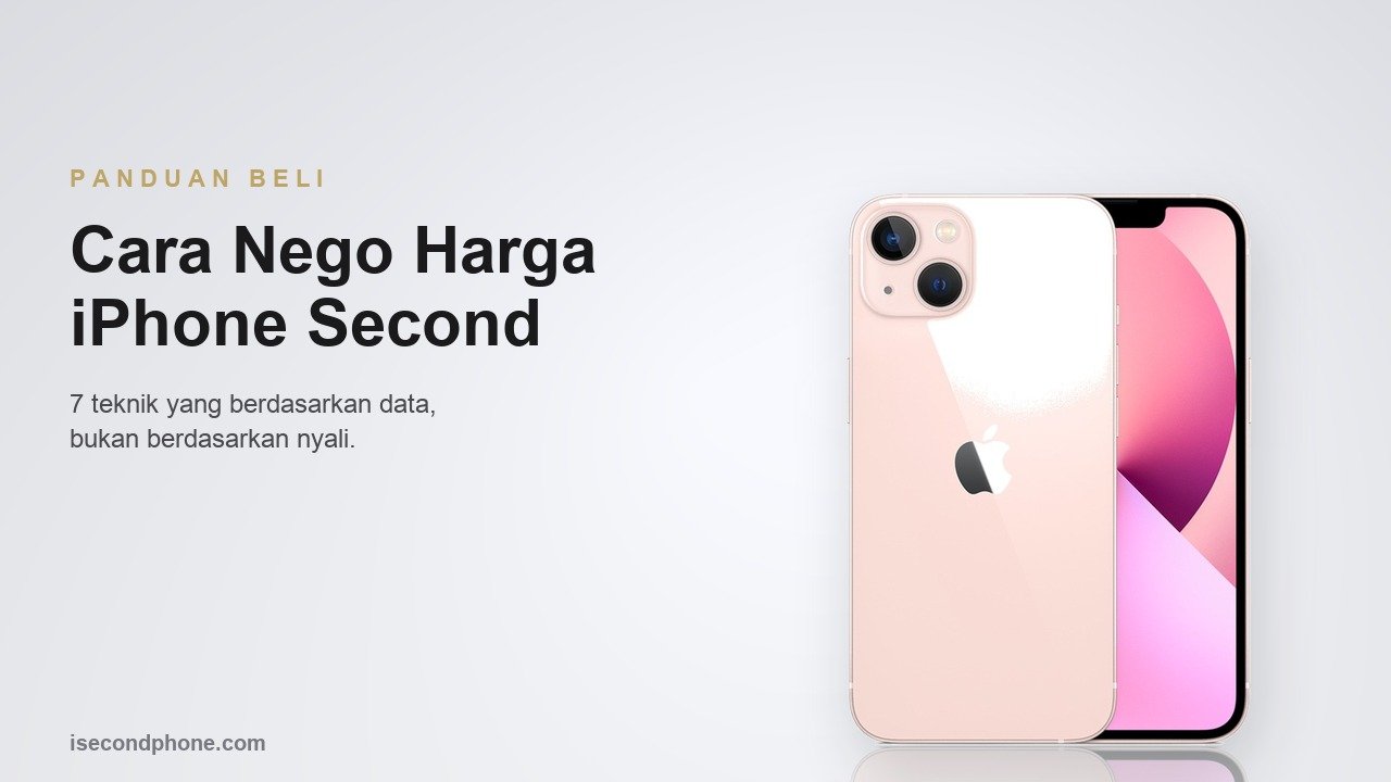 iPhone second warna pink tampak punggung dan layar untuk panduan menawar harga
