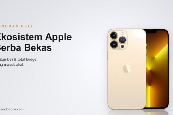 iPhone second tampak punggung dan layar untuk panduan membangun ekosistem Apple serba bekas