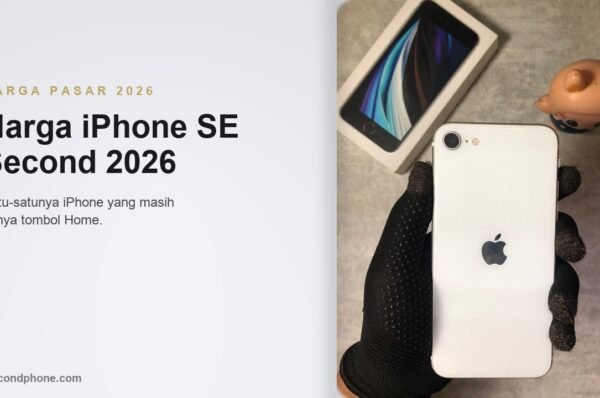 iPhone SE second warna putih dipegang tangan bersama dusnya untuk panduan harga pasaran 2026