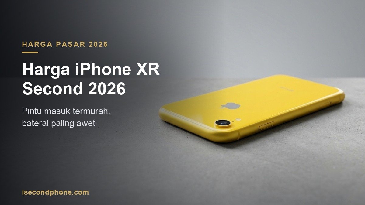 iPhone XR warna kuning tampak belakang dengan lensa tunggal, ilustrasi harga iPhone XR second 2026