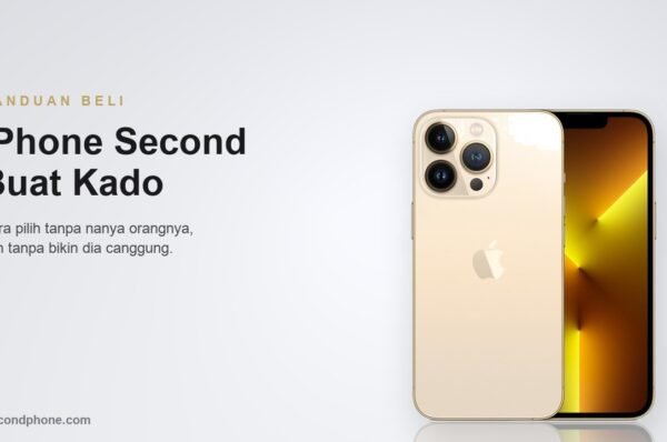 iPhone second warna gold tampak punggung dan layar untuk panduan memilih sebagai kado