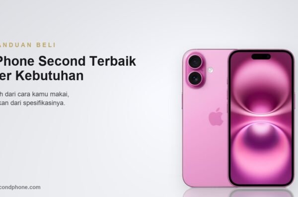 iPhone second warna pink tampak punggung dan layar untuk panduan memilih sesuai kebutuhan