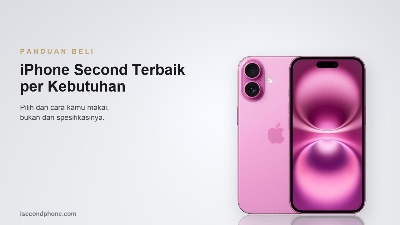 iPhone second warna pink tampak punggung dan layar untuk panduan memilih sesuai kebutuhan