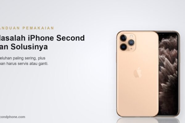 iPhone second tampak punggung dan layar untuk panduan mengatasi masalah setelah pembelian