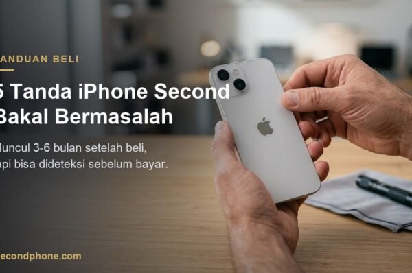 Tangan memeriksa punggung iPhone second sebelum membeli untuk mendeteksi tanda bermasalah