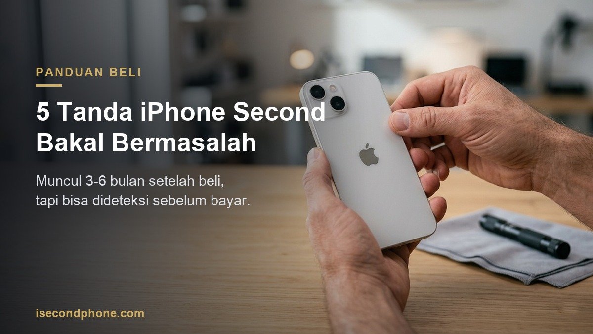Tangan memeriksa punggung iPhone second sebelum membeli untuk mendeteksi tanda bermasalah
