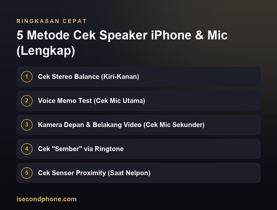 5 Metode Cek Speaker iPhone & Mic (Lengkap) — ringkasan panduan cek speaker iPhone