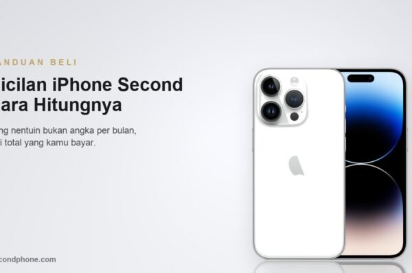 iPhone second tampak punggung dan layar untuk panduan cicilan dan cara pembayaran