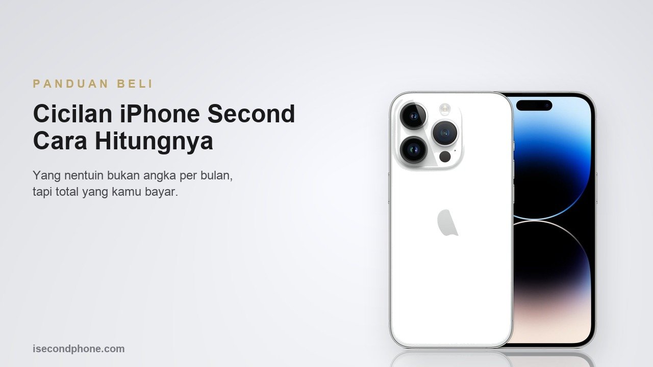 Cicilan iPhone Second: iPhone second tampak punggung dan layar untuk panduan cicilan dan cara pembayaran