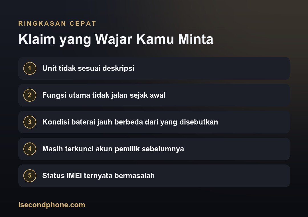Klaim yang Wajar Kamu Minta — ringkasan panduan hak pembeli iPhone second