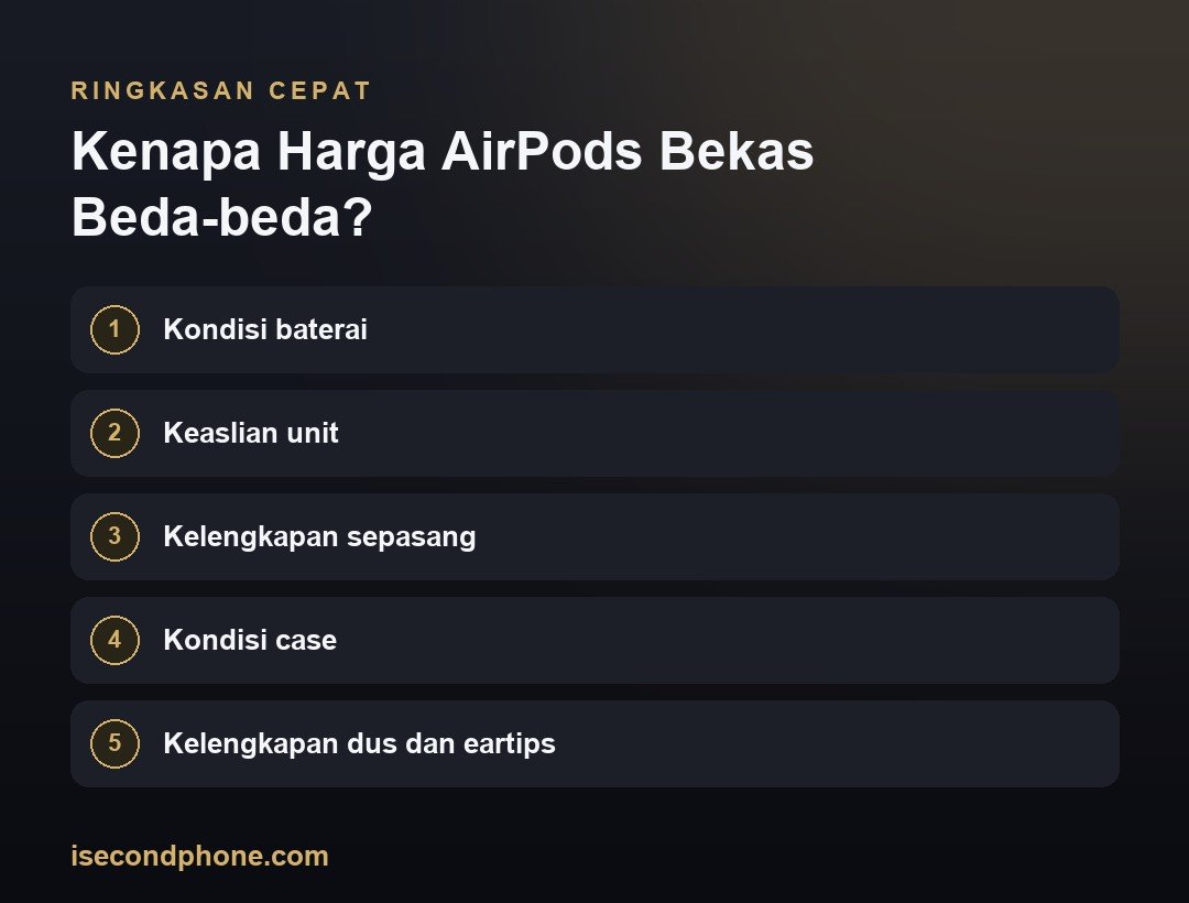 Kenapa Harga AirPods Bekas Beda-beda — ringkasan panduan harga AirPods bekas