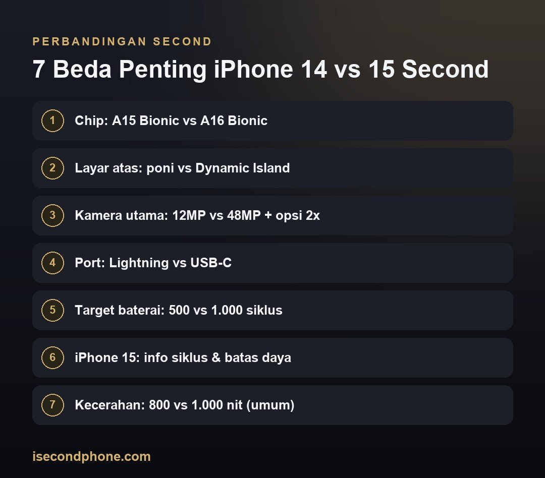 iPhone 14 vs 15 Second: 7 Beda Penting Biar Nggak Salah Pilih 2 7 Beda Penting iPhone 14 vs 15 Second — perbandingan iPhone 14 vs 15 second