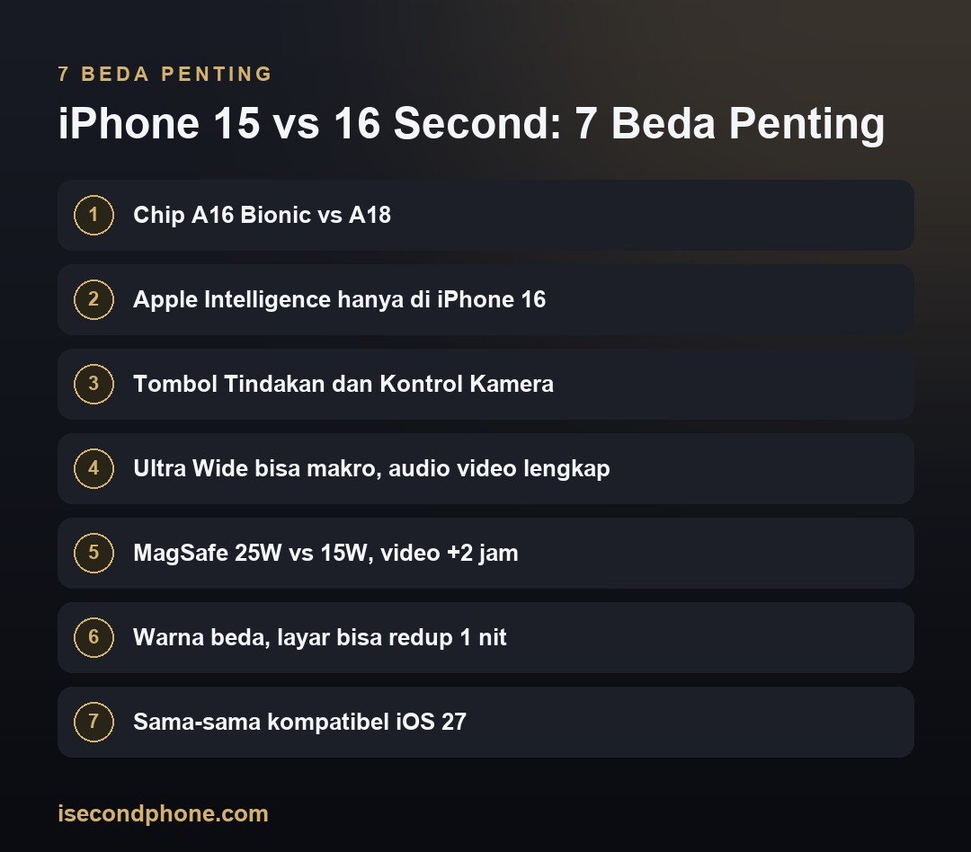 iPhone 15 vs 16 Second: 7 Beda Penting — perbandingan iPhone 15 vs 16 second