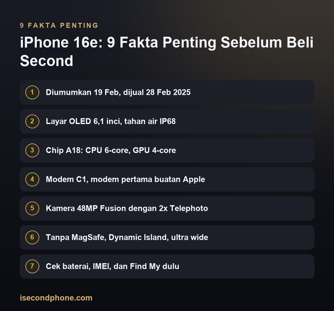 iPhone 16e: 9 Fakta Penting Sebelum Beli Second — ringkasan fakta iPhone 16e