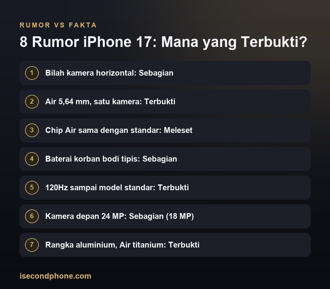 iPhone 17: 8 Rumor Bilah Kamera dan Bodi Tipis, Mana yang Terbukti? 4 8 Rumor iPhone 17: Mana yang Terbukti — ringkasan rumor vs kenyataan iPhone 17