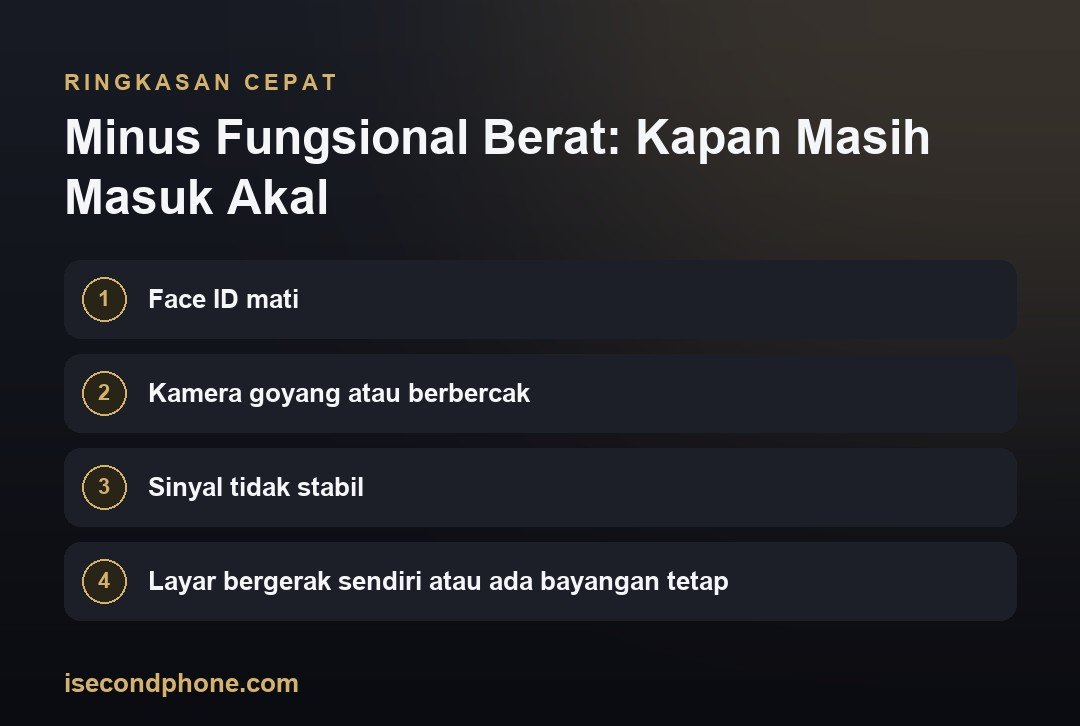 Minus Fungsional Berat: Kapan Masih Masuk Akal — ringkasan panduan iPhone second ada minus