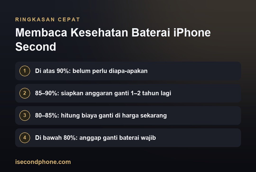 Membaca Kesehatan Baterai iPhone Second — ringkasan panduan iPhone second tahan berapa lama