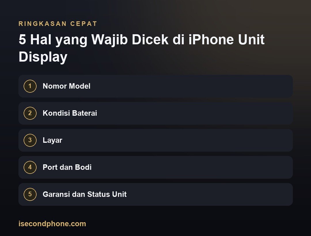 iPhone Unit Display: Aman Dibeli? 5 Hal yang Wajib Dicek Sebelum Bayar 3 5 Hal yang Wajib Dicek di iPhone Unit Display — ringkasan panduan iPhone unit display