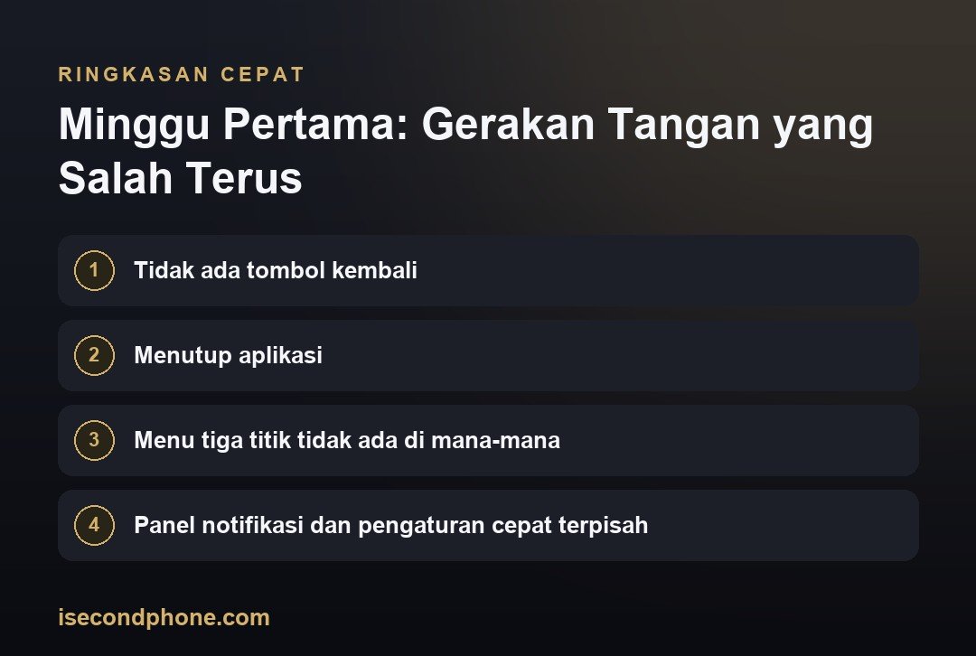 Minggu Pertama: Gerakan Tangan yang Salah Terus — ringkasan panduan pindah android ke iPhone
