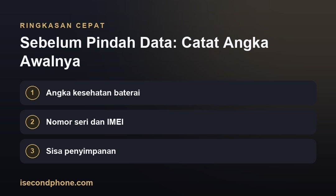 Sebelum Pindah Data: Catat Angka Awalnya — ringkasan panduan setelah beli iPhone second