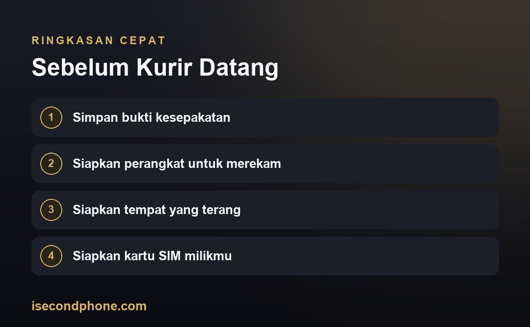 Sebelum Kurir Datang — ringkasan panduan terima paket iPhone second