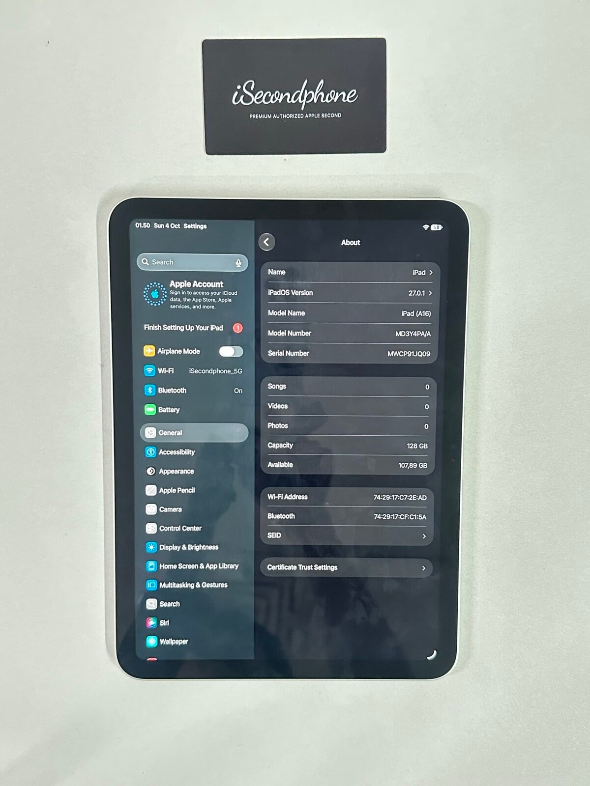 iPad A16 11 Inch 128GB Silver WiFi Only Second Resmi Original Bergaransi - iSecondphone Jakarta iPad A16 11 Inch 128GB Silver WiFi Only Second Resmi Original Bergaransi - iSecondphone Jakarta