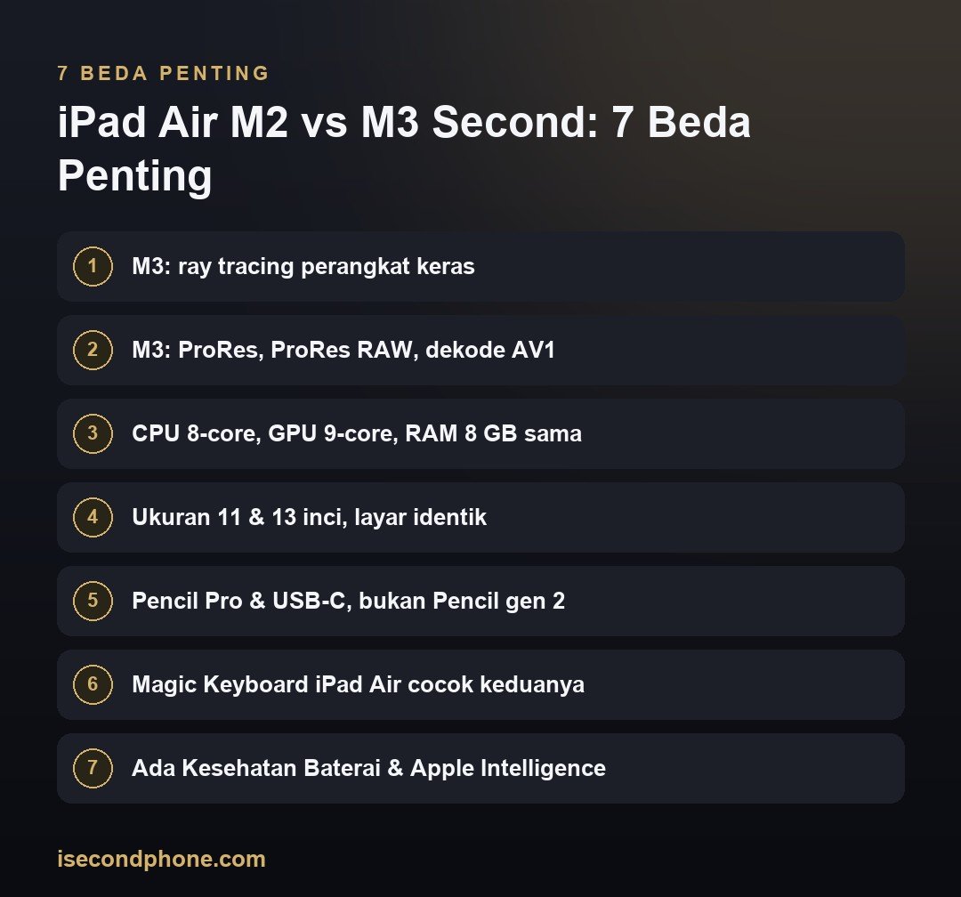 iPad Air M2 vs M3 Second: 7 Beda Penting Biar Nggak Salah Pilih 2 iPad Air M2 vs M3 Second: 7 Beda Penting — perbandingan iPad Air M2 vs M3 second