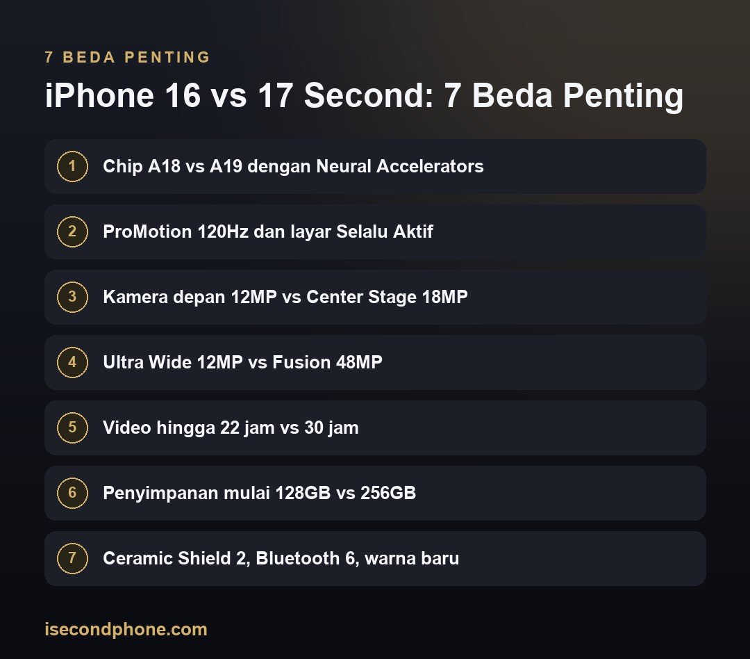 iPhone 16 vs 17 Second: 7 Beda Penting — perbandingan iPhone 16 vs 17 second