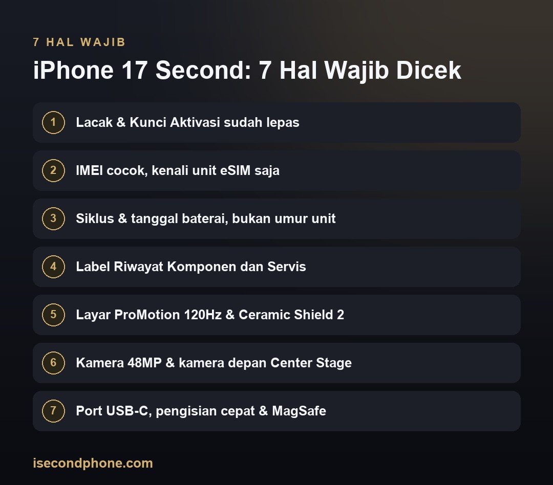 iPhone 17 Second: 7 Hal Wajib Dicek Sebelum Beli 2 iPhone 17 Second: 7 Hal Wajib Dicek — checklist iPhone 17 second