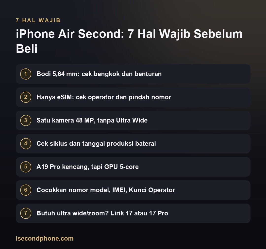 iPhone Air Second: 7 Hal Wajib Kamu Tahu Sebelum Beli 3 iPhone Air Second: 7 Hal Wajib Sebelum Beli — panduan iPhone Air second