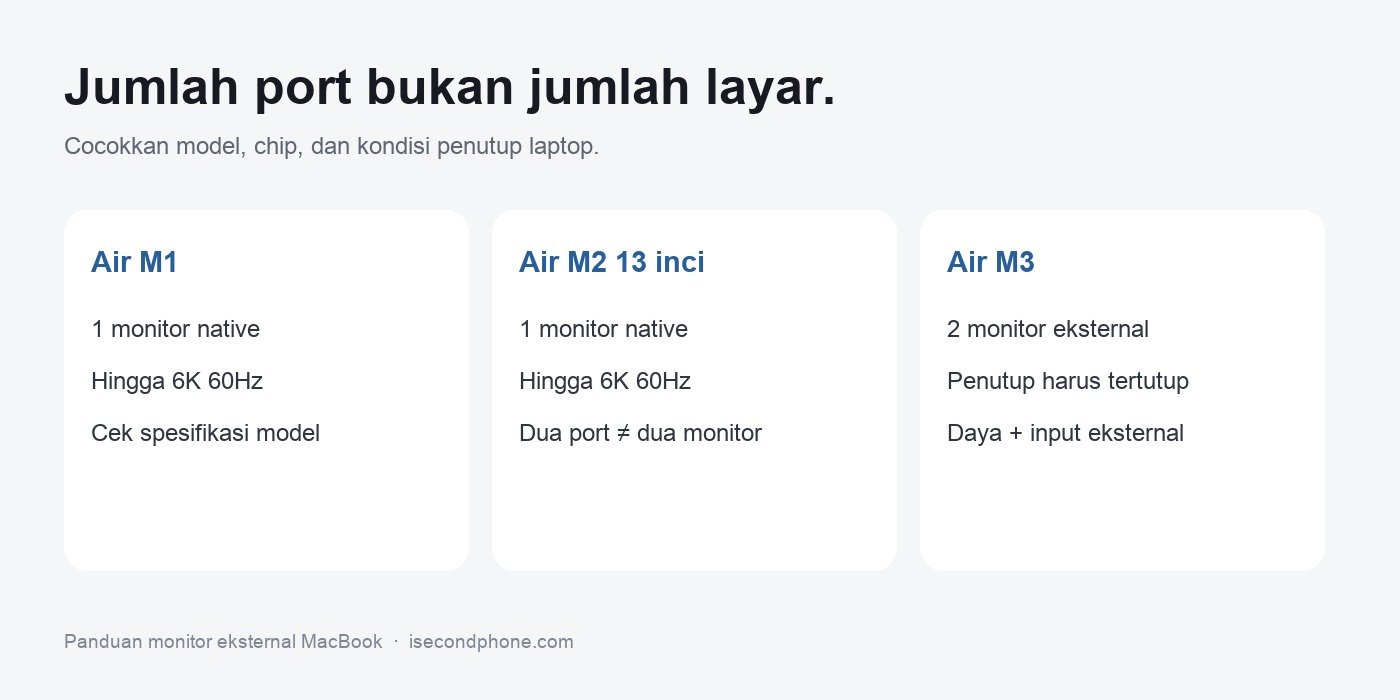 Dukungan monitor eksternal MacBook Air M1, M2 13 inci, dan M3
